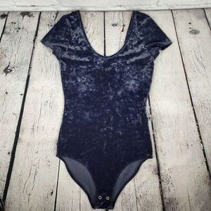 American Eagle Navy Crushed Velvet Bodysuit